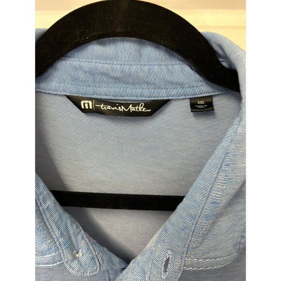 Travis Mathew Mens Active Golf Blue Stripe Short Sleeve Polo Shirt XXL - Picture 5 of 9